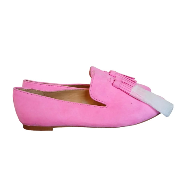 NEW J Crew Pink Microsuede Tassel Smoking Loafer.Flat size 6 - Picture 5 of 9